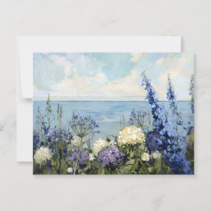 Cartão Postal Flores e pintura marítima