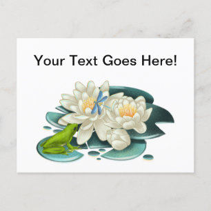 Cartão Postal Flores e Sapos de Lotus de Saudação Personalizadas