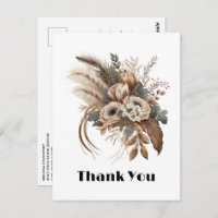 Flores Elegantes Folhagens e Penas Obrigado