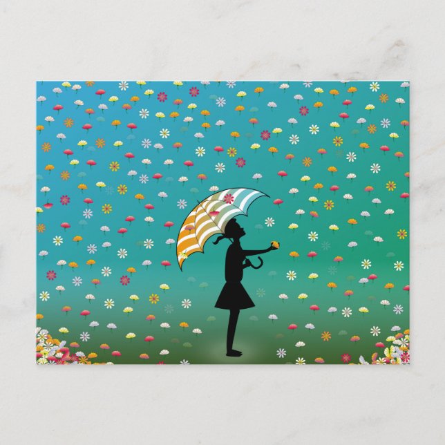 Cartão Postal Flores em chuva por PawPapaya (Frente)