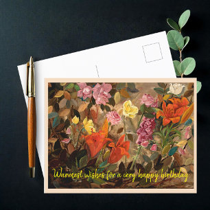 Cartão Postal Flores em um jardim, Feliz Aniversário