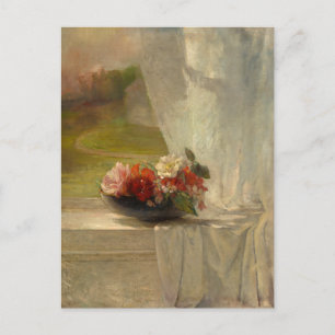 Cartão Postal Flores em uma borda de janela por John La Farge