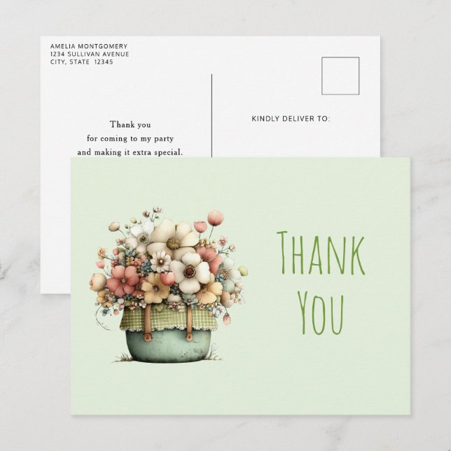 Cartão Postal Flores Em Vasos Aconchegante Estilo Rústico Fofo O (Frente/Verso)