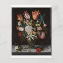 Cartão Postal Flores em Vidro, Ambrosius Bosschaert, Óleo