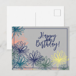 Cartão Postal Flores Feliz Aniversário