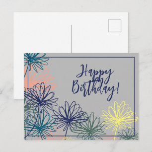 Cartão Postal Flores Feliz Aniversário