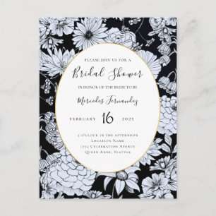 Cartão Postal Flores, flores pretas e brancas