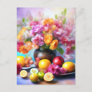 Cartão Postal Flores frutado arte de beleza