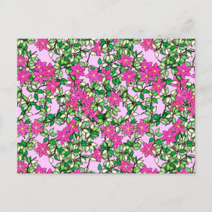 Cartão Postal Flores Fucshia sobre fundo rosa pálido