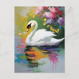 Cartão Postal Flores Graciosas de Swan Amidst Vibrant
