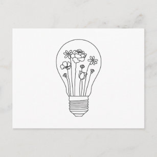 Cartão Postal Flores Grelhas no Design de Linha da Lâmpada