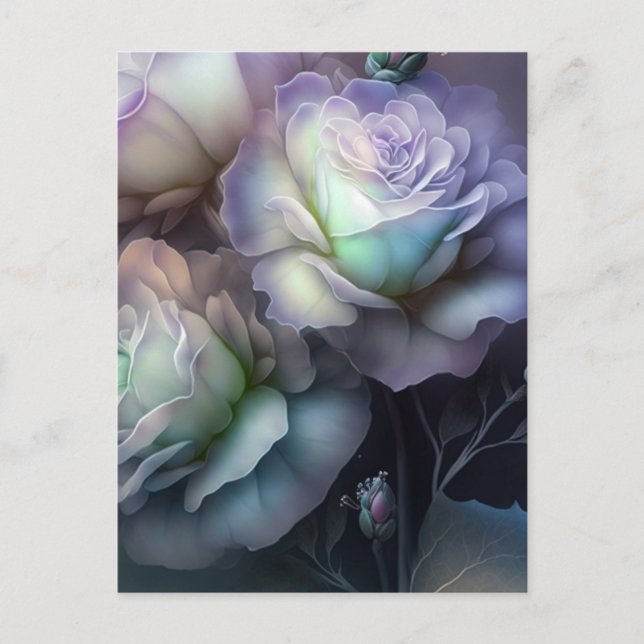 Cartão Postal Flores Iridescentes Roxas de Perto (Frente)