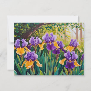 Cartão Postal Flores Iris Blooming no Jardim de Verão