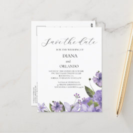 Cartão Postal Flores lilases roxas salvam a data