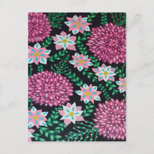 Cartão Postal Flores Magenta em Arte Negra