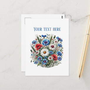 Cartão Postal Flores mistas fofas personalizáveis
