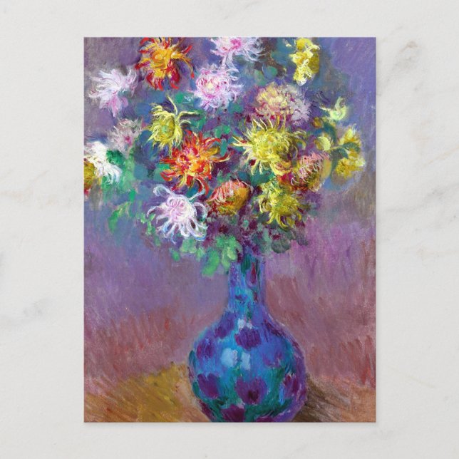 Cartão Postal Flores Monet Vase de Chrysanthemals (Frente)