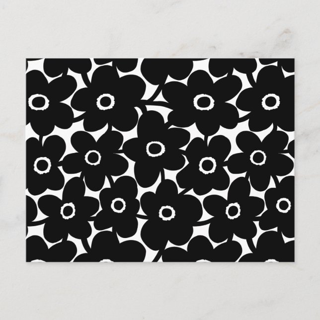 Cartão Postal Flores Negrito - Preto e Branco (Frente)