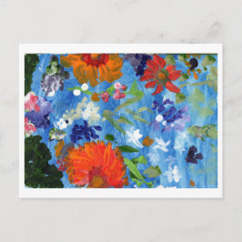 Cartão Postal Flores no Cartão-postal Azul de Fundo