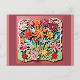 Cartão Postal Flores no Jardim | Arte em papel