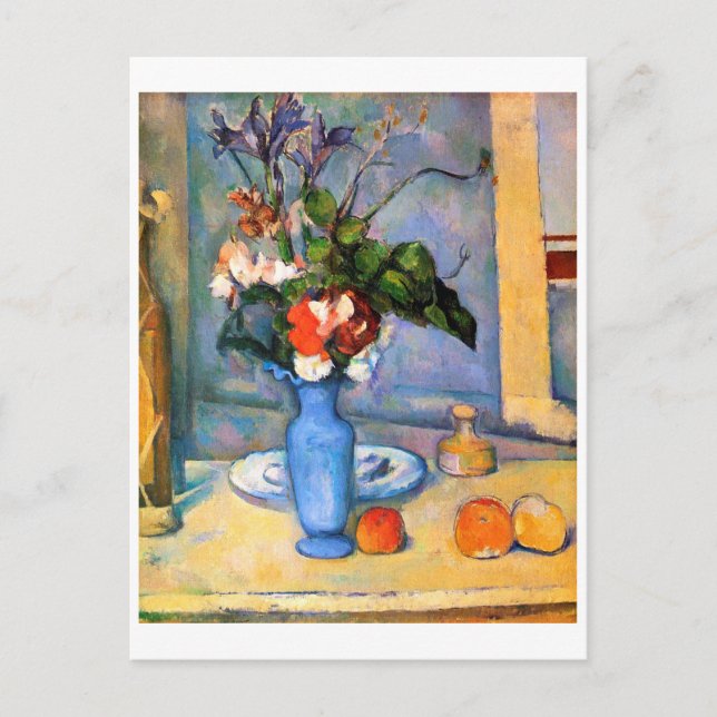 Cartão Postal Flores no Vaso Azul, Paul Cezanne (Frente)