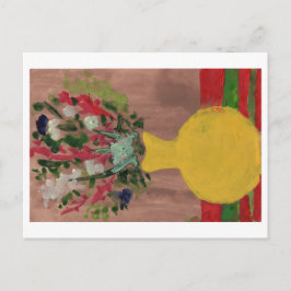 Cartão Postal Flores num cartão-postal de vaso amarelo