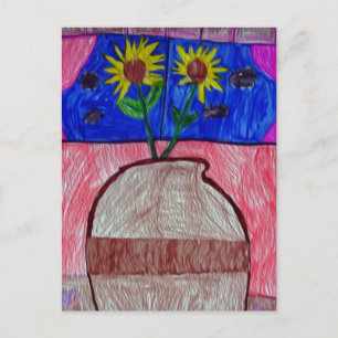 Cartão Postal Flores num Vaso