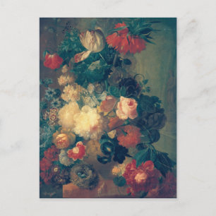Cartão Postal Flores num vaso com um ninho de pássaro