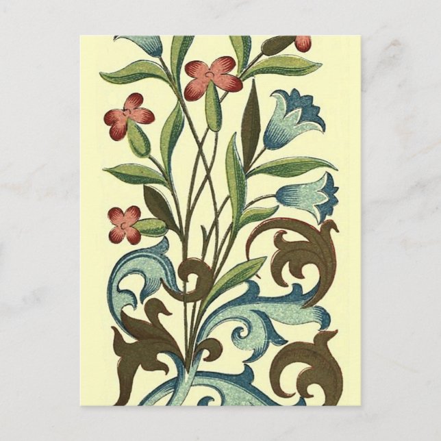 Cartão Postal Flores Papel de Carteira Floral Art Nouveau Bonito (Frente)