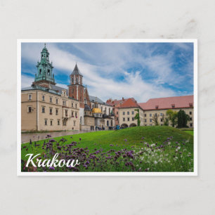 Cartão Postal Flores perto do castelo de Wawel, em Cracóvia, Pol