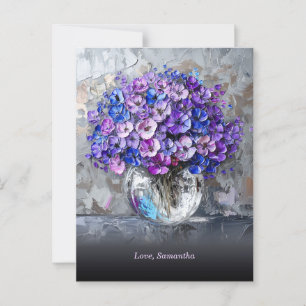 Cartão Postal Flores Púrpura e Azuis Personalizadas