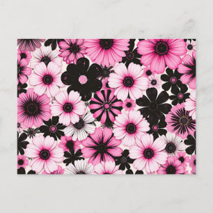 Cartão Postal Flores retrorreflectoras em rosa e preto