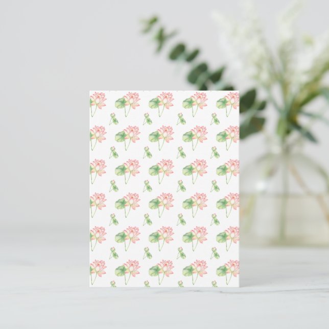 Cartão Postal Flores românticas С ute lotus (Em pé/Frente)