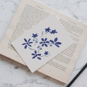 Cartão Postal Flores Românticas Azuis