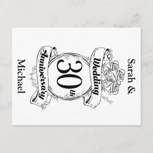 Cartão Postal Flores Românticas de Aniversário de Casamento de 3