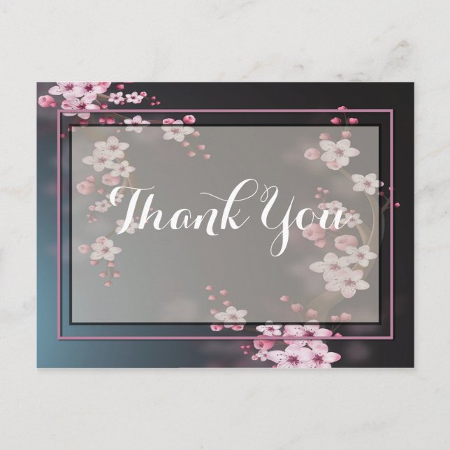 Cartão Postal Flores Românticas Obrigado (Frente)