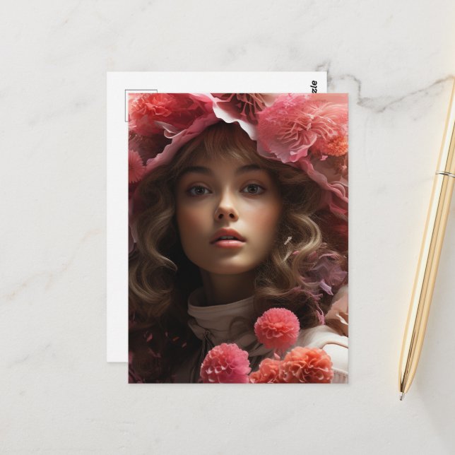 Cartão Postal Flores Rosa (Frente/Verso In Situ)