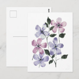 Cartão Postal Flores Rosa e Azul