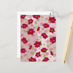 Cartão Postal Flores Rosa e Vermelha - Floral