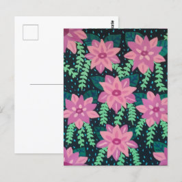 Cartão Postal Flores Rosa em Preto