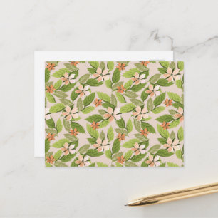 Cartão Postal Flores Rosa, Flores Laranja, Padrão De Flores