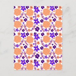 Cartão Postal Flores Roxas E Laranja