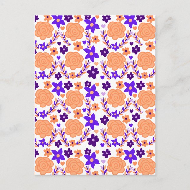 Cartão Postal Flores Roxas E Laranja (Frente)