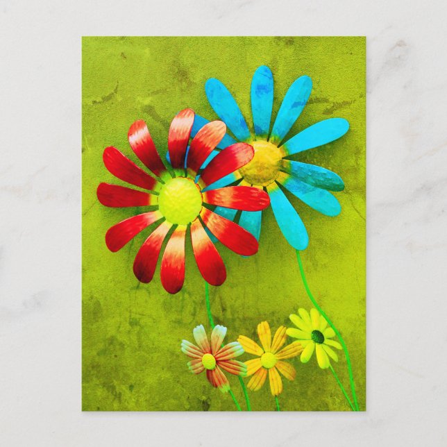 Cartão Postal Flores Rustic Metal Garden (Frente)