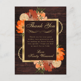 Cartão Postal Flores Rústicas de Outono Laranja Queimado Doce De