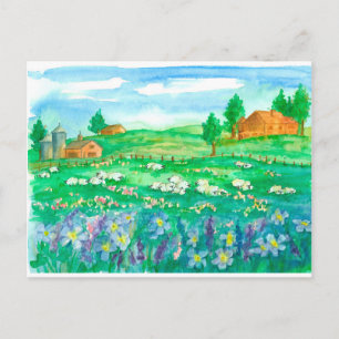 Cartão Postal Flores selvagens da Fazenda de Ovinos Movimentámo