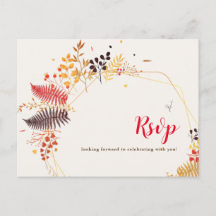 Cartão Postal Flores Selvagens Samambaia Folhagem de Cogumelos C