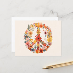 Cartão Postal Flores selvagens Sinal de paz coroa floral