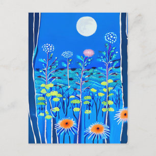 Cartão Postal Flores selvagens sob lua cheia