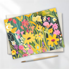 Cartão Postal Flores Silvestres da Primavera | Pintura em Aquare